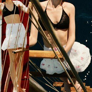 ZARA White Floral Skirt Cotton with Trim Small